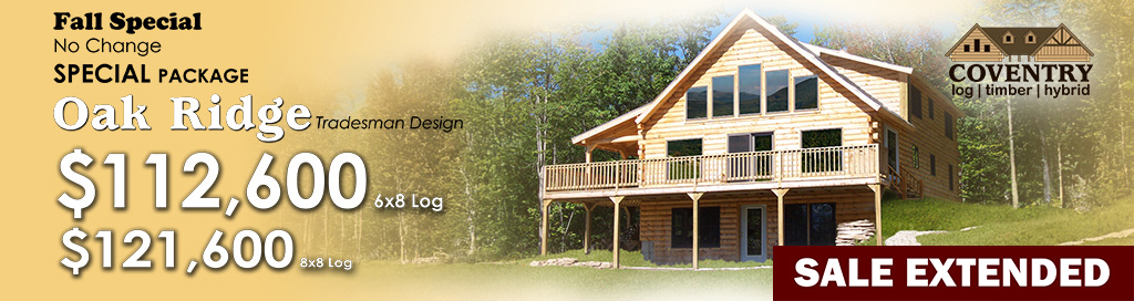 2025 Fall Ext Specials Banner Oak Ridge - Coventry Log Homes
