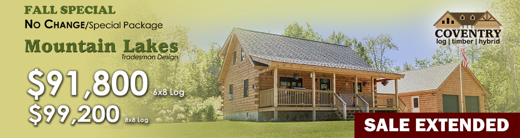 2025 Fall Ext Specials banner Mountain Lakes - Coventry Log Homes