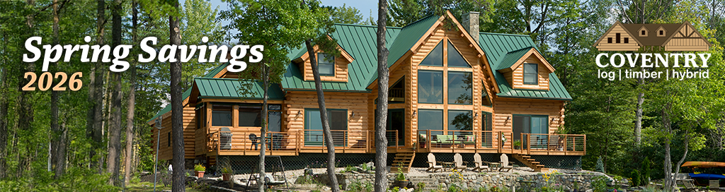 2026 Spring Savings banner - Coventry Log Homes